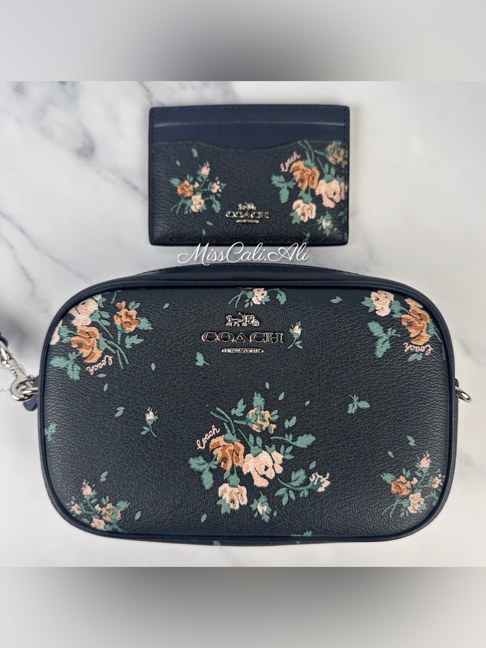 NWT COACH Rose Bouquet Convertible Belt Bag + Card Case Set